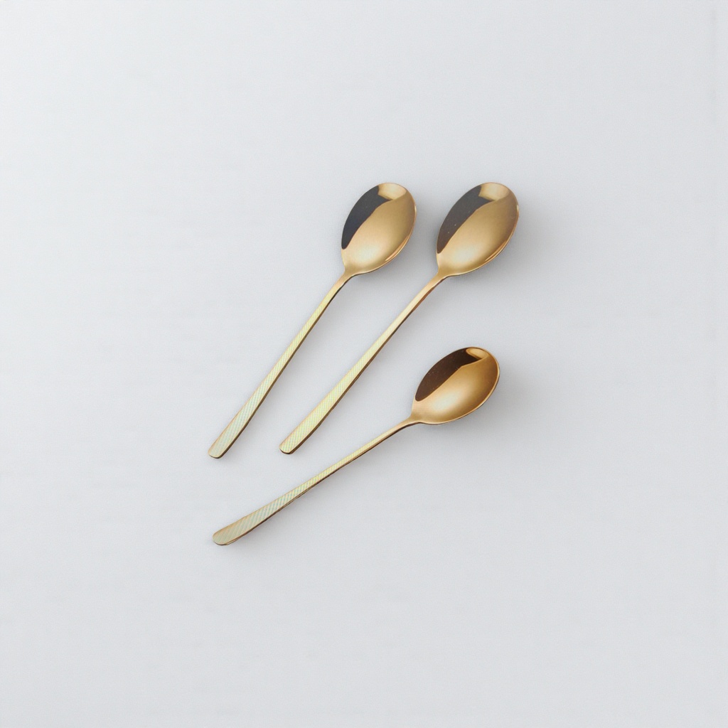 Golden stainless steel spoons, household tableware, tea spoons and coffee spoons, 20cm
