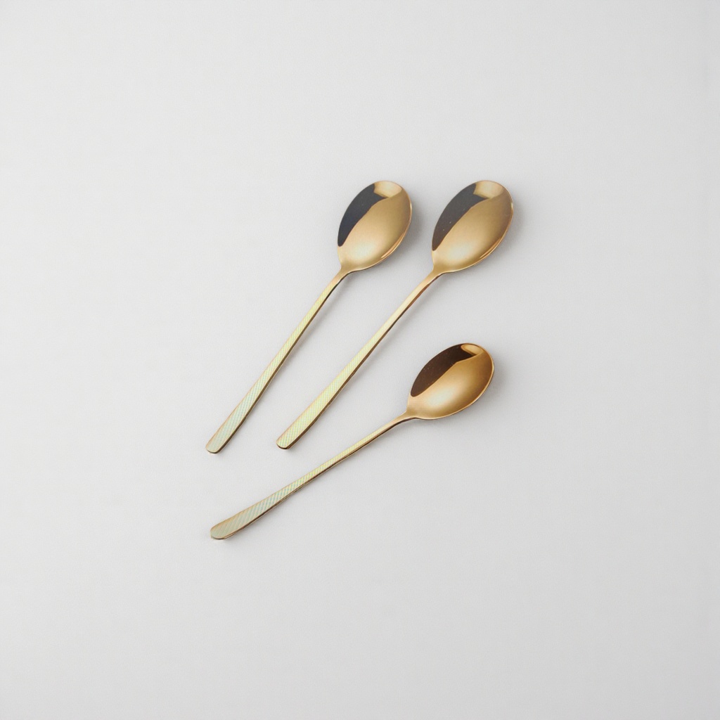 Golden stainless steel spoons, household tableware, tea spoons and coffee spoons, 20cm details Picture
