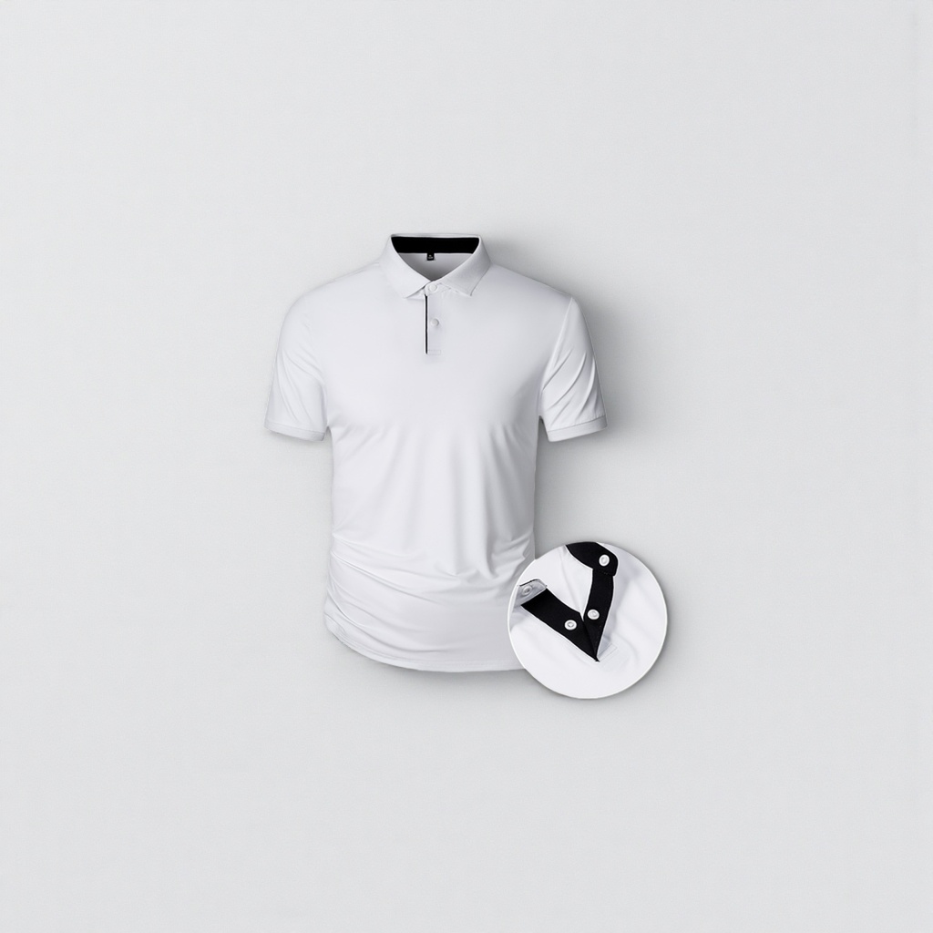 White Polo shirt, men's short-sleeved pure cotton casual top Specification image