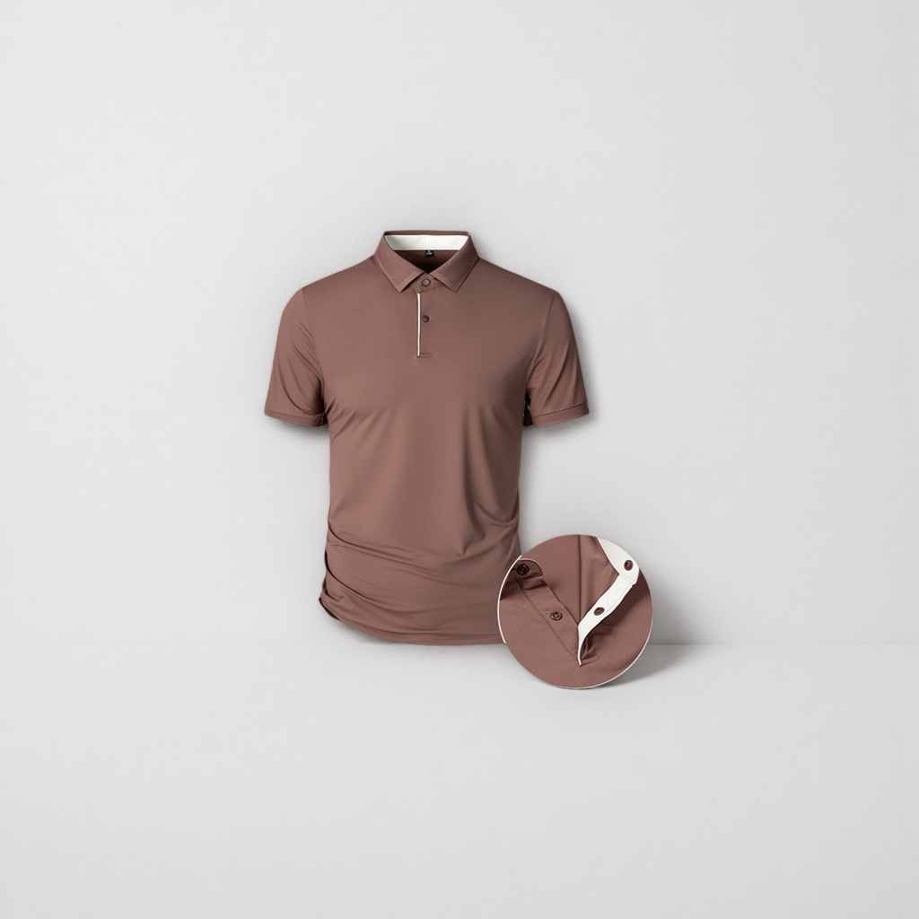 White Polo shirt, men's short-sleeved pure cotton casual top details Picture
