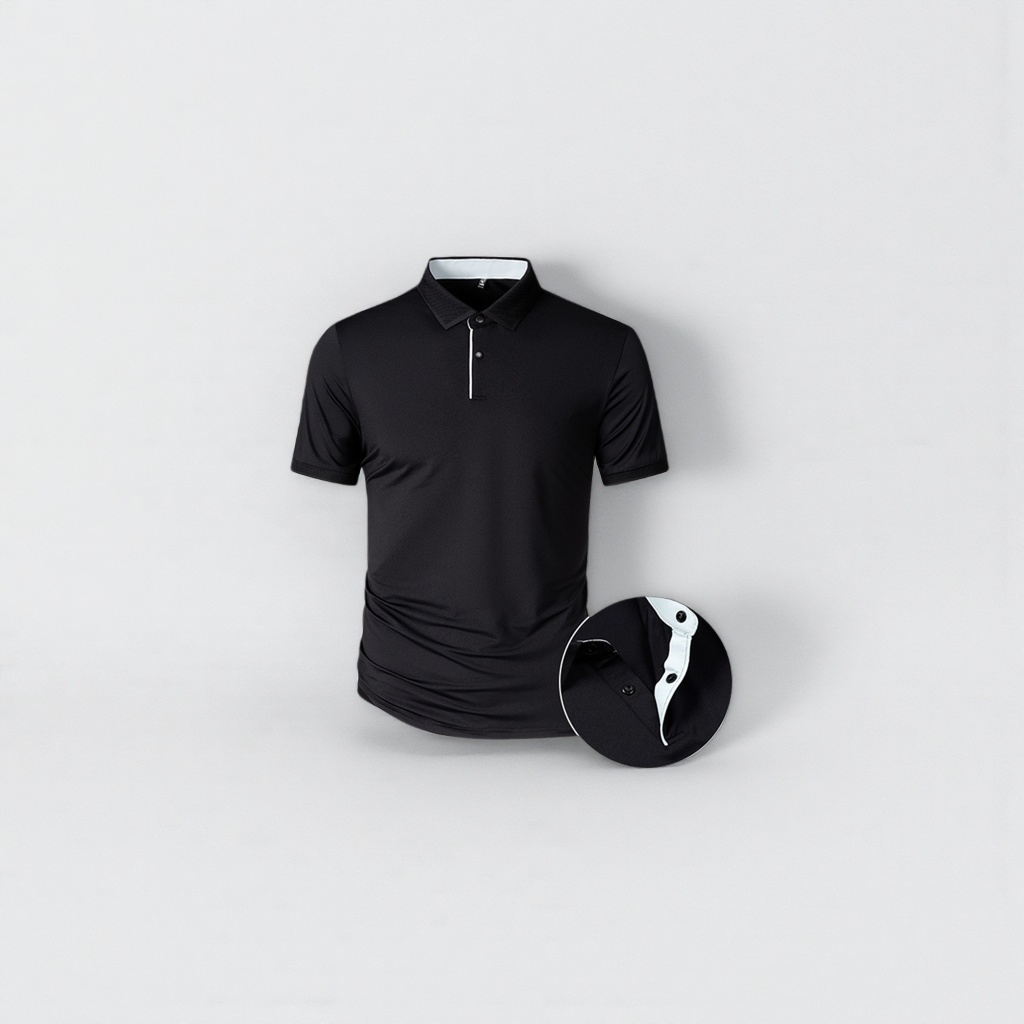 Dark blue Polo shirt, men's pure cotton short-sleeved casual top Application Scenario