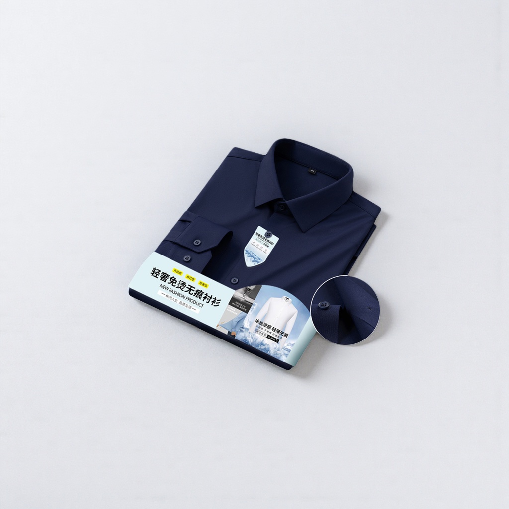 The main body of the grey lake blue shirt is a pure cotton fitted long-sleeved shirt for men Specification image