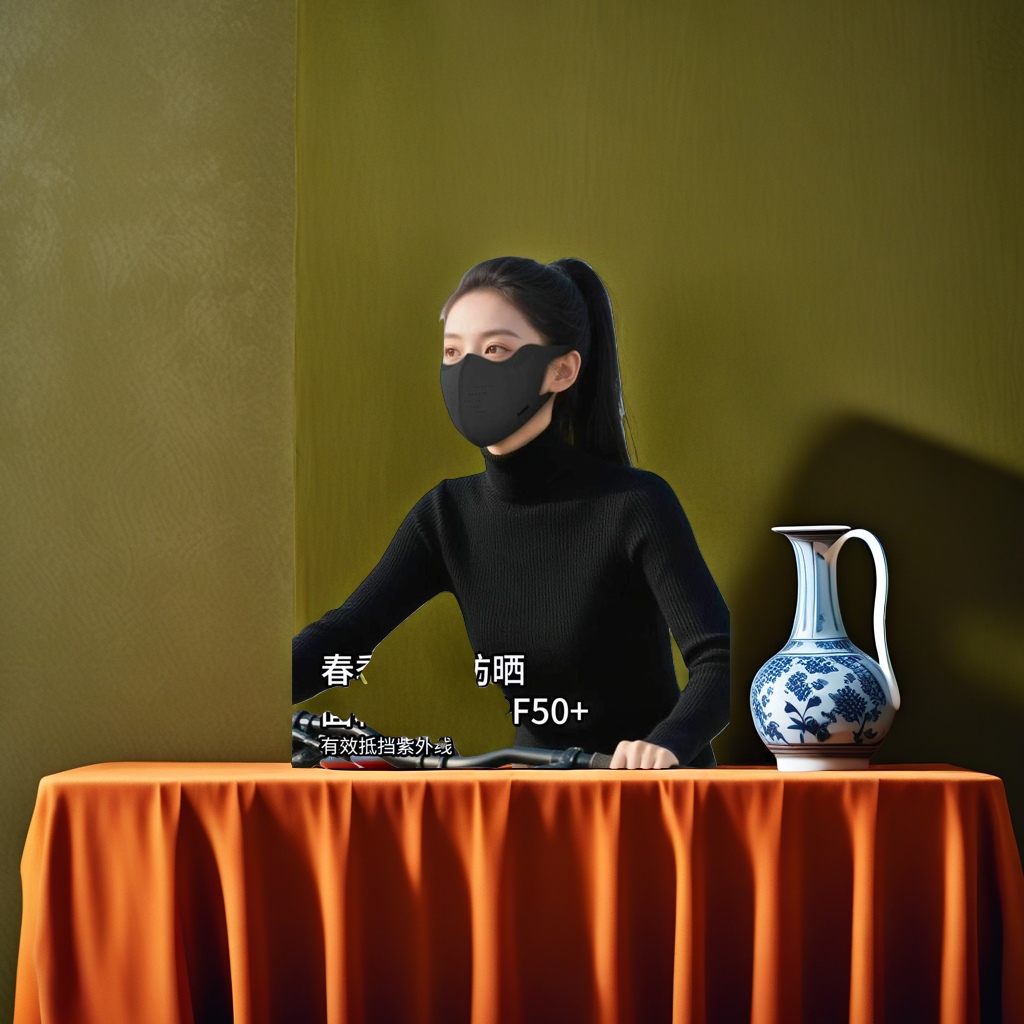 黑色防晒口罩女款透气冰感UPF50+防紫外线产品图