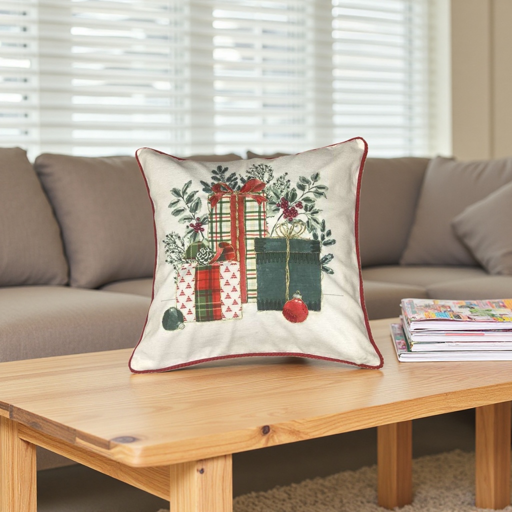 Christmas-themed throw pillows, festive decoration, home soft furnishings, plush cushions Specification image