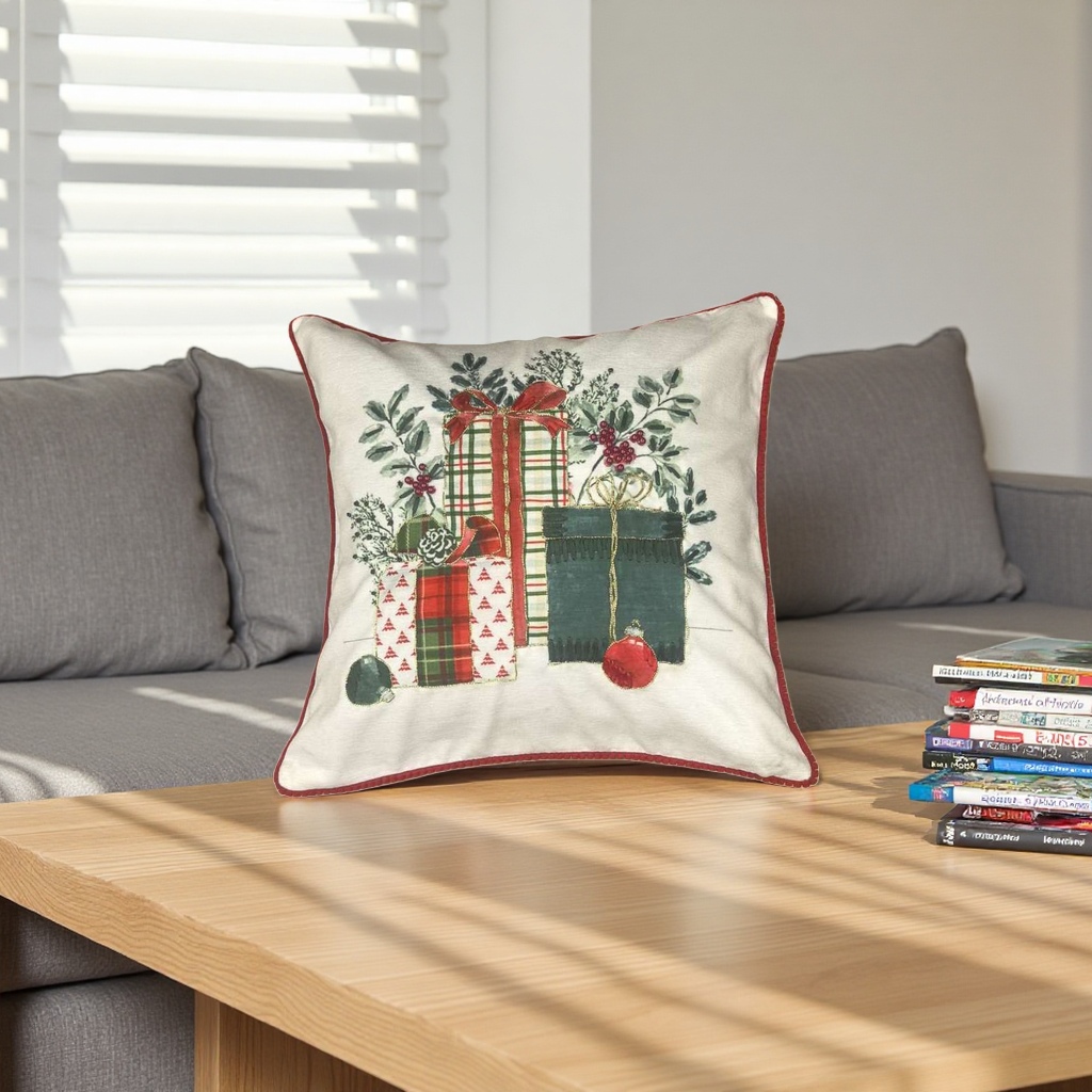 Christmas-themed throw pillows, festive decoration, home soft furnishings, plush cushions details Picture