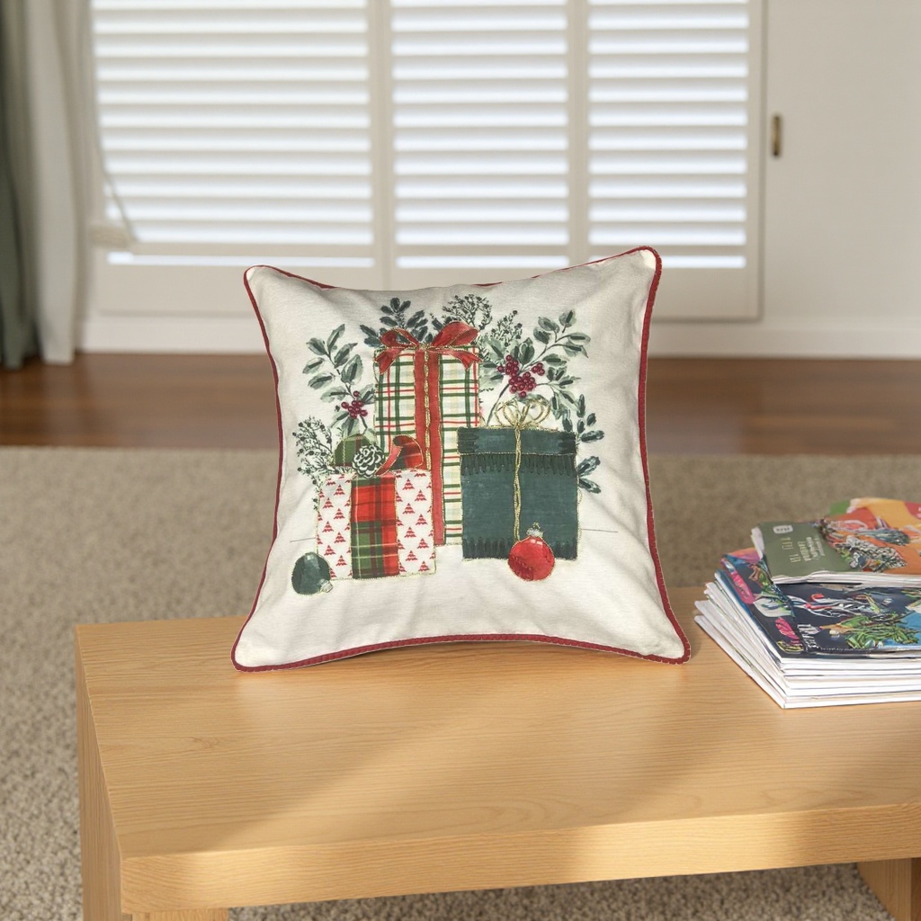 Christmas-themed throw pillows, festive decoration, home soft furnishings, plush cushions Application Scenario