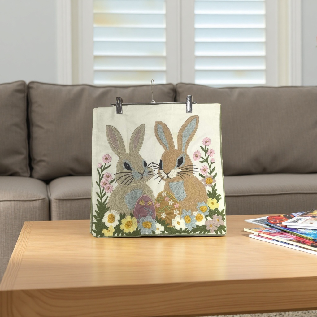 Embroidered rabbit flower pattern fabric pendant for home decoration, wall decoration and handcrafted pendant Application Scenario
