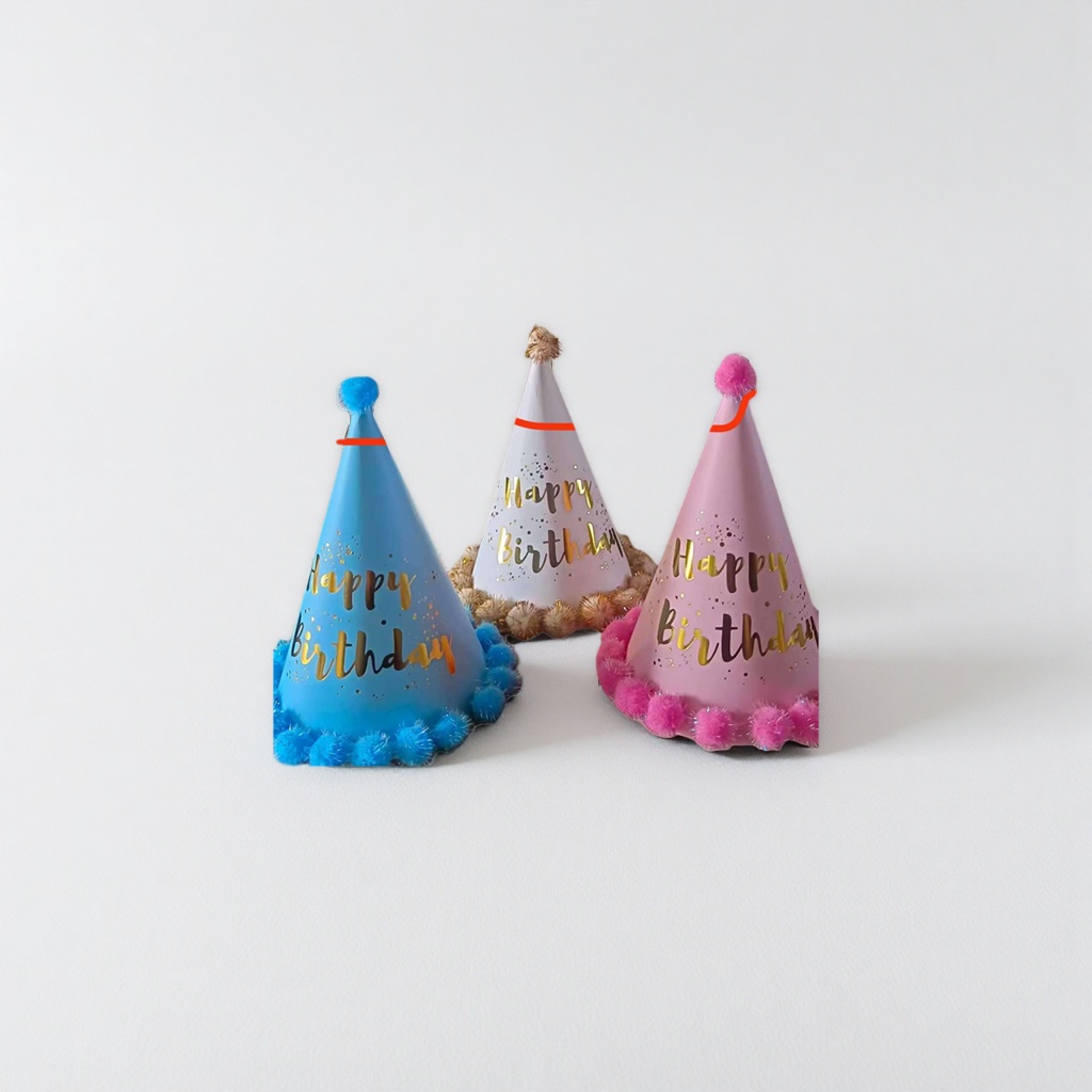 Birthday hat, disposable party birthday hat available in blue or red, suitable for both babies and adults Specification image