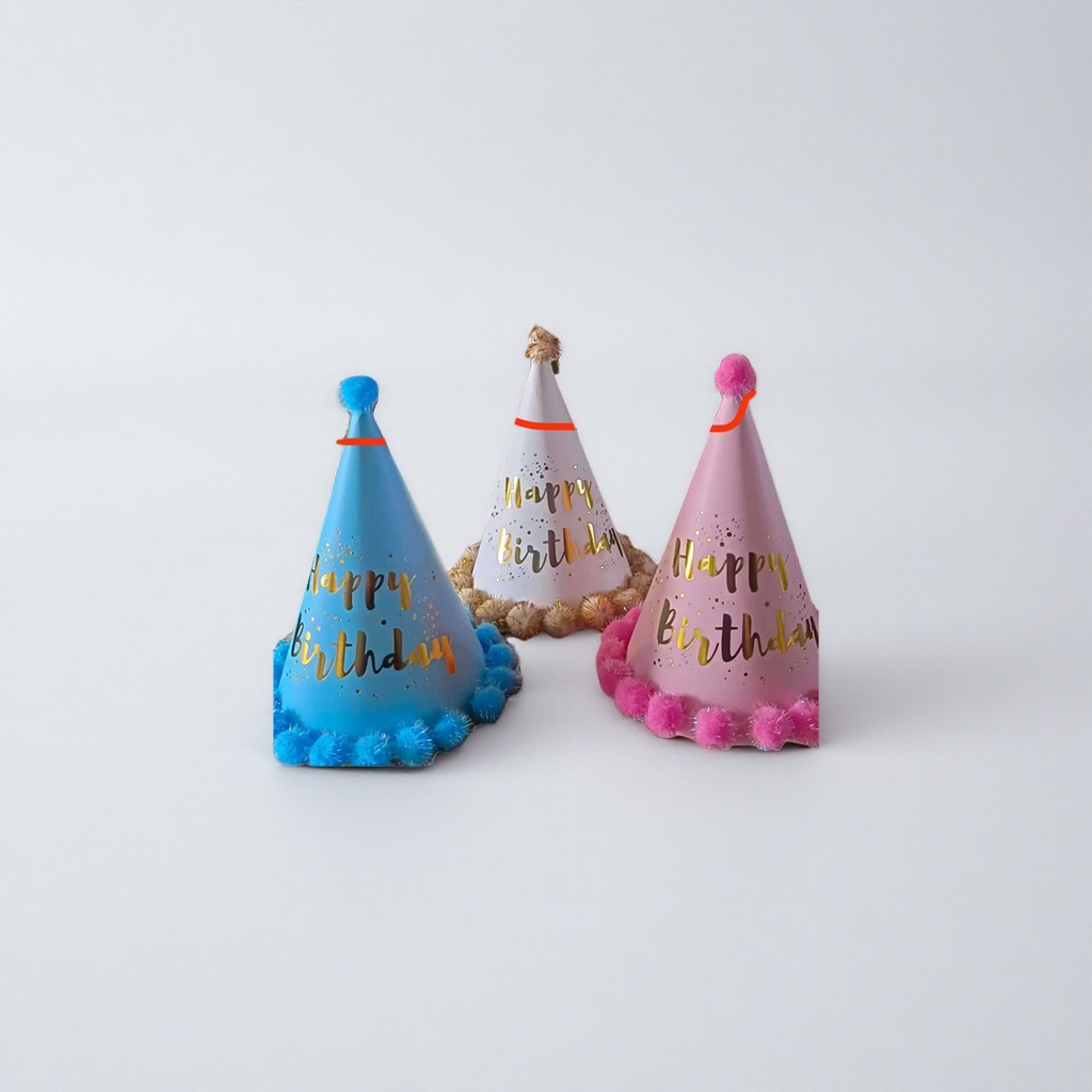 Birthday hat, disposable party birthday hat available in blue or red, suitable for both babies and adults details Picture