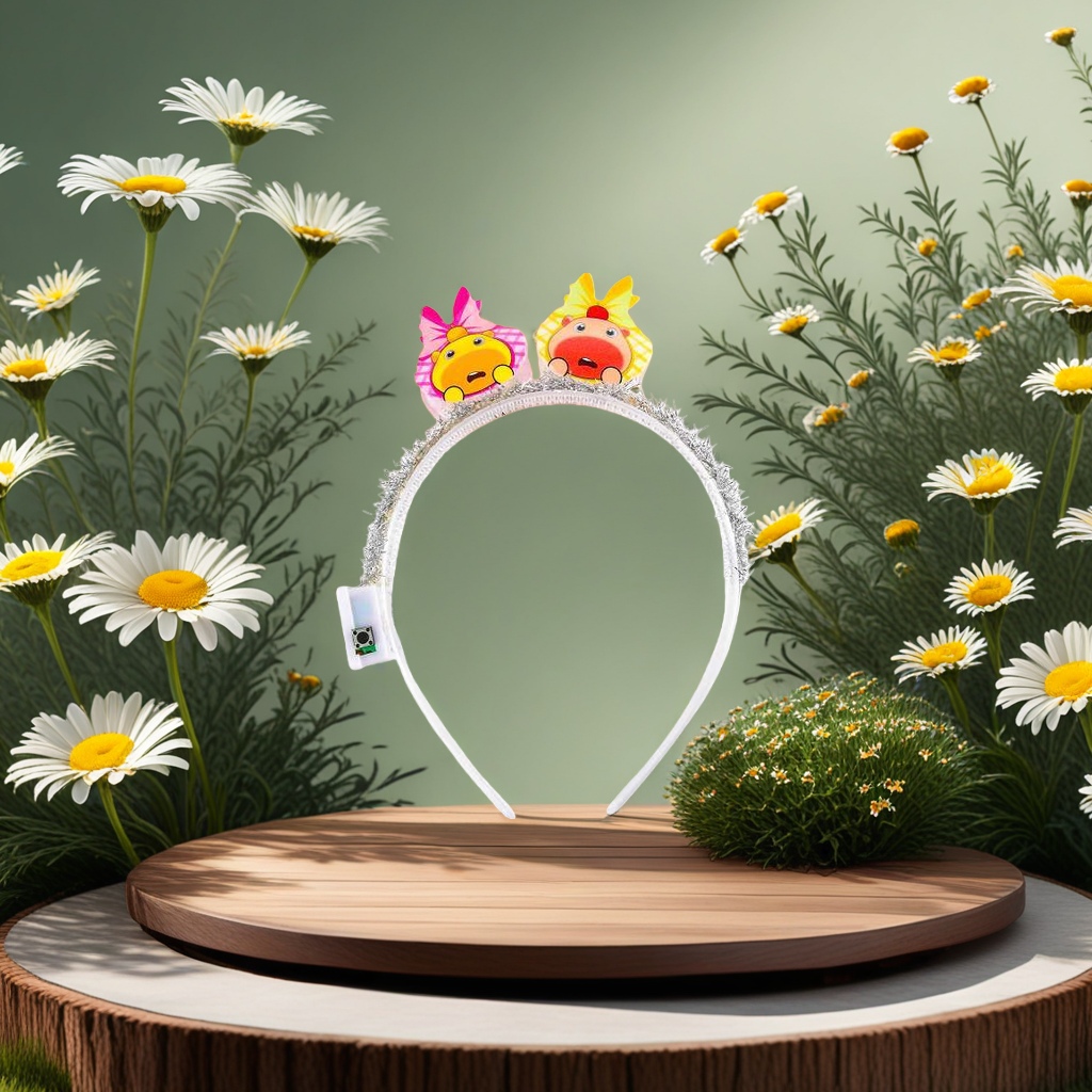 The cartoon-decorated hairband is a sweet and cute headwear for girls. The hairband is adjustable and has an elastic hair band