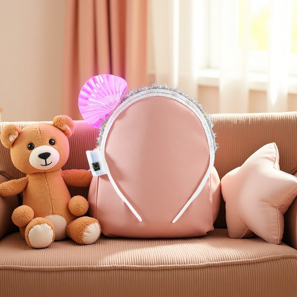 The pink shell-decorated hairband is a sweet and girlish headwear with adjustable elastic hairband Specification image