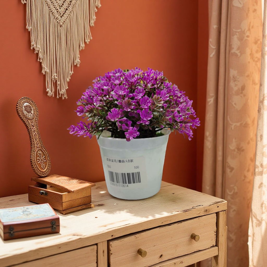 Purple flower potted plants, indoor ornamental green plants, balcony decorative flowers