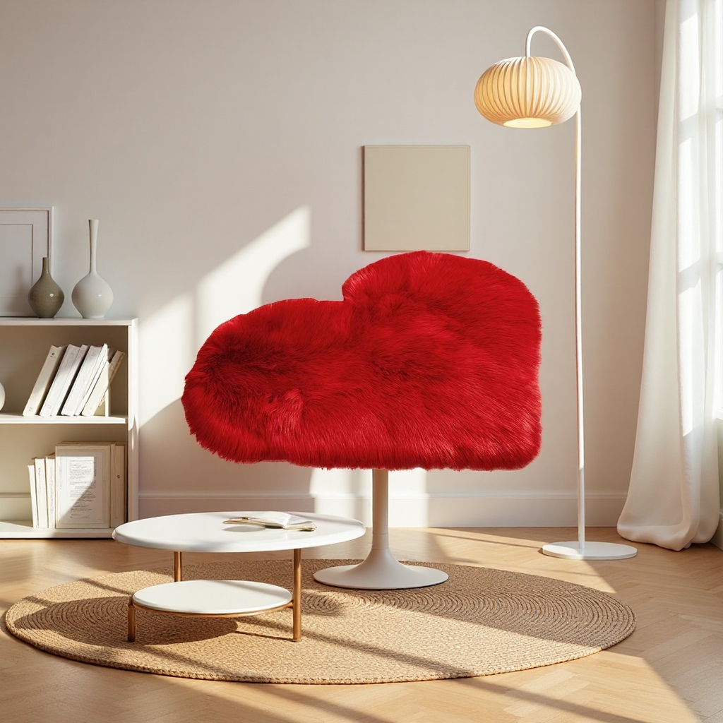 The red heart-shaped plush carpet for bedroom and living room decoration is soft and comfortable Application Scenario