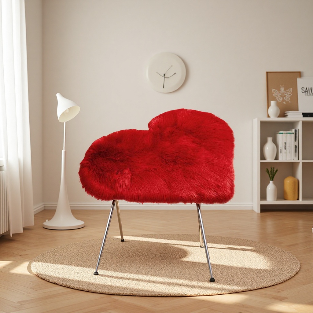 The red heart-shaped plush carpet for bedroom and living room decoration is soft and comfortable details Picture