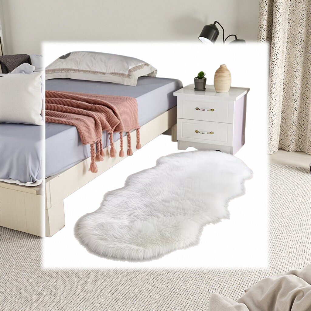 The thickened white plush carpet is anti-slip and features a simple Nordic style for the living room and bedroom Specification image