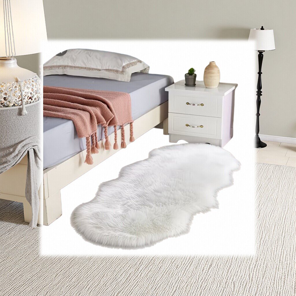 The thickened white plush carpet is anti-slip and features a simple Nordic style for the living room and bedroom Application Scenario