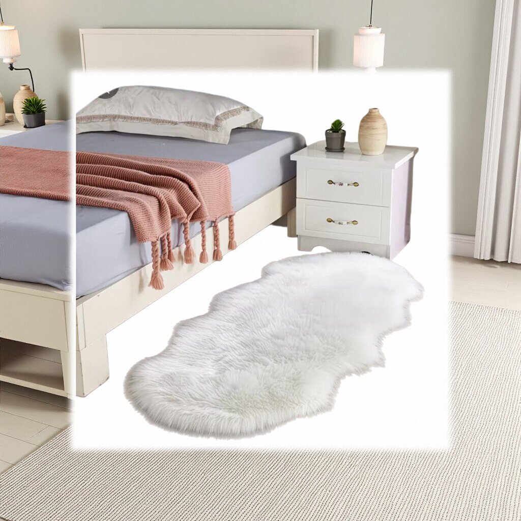 The thickened white plush carpet is anti-slip and features a simple Nordic style for the living room and bedroom details Picture