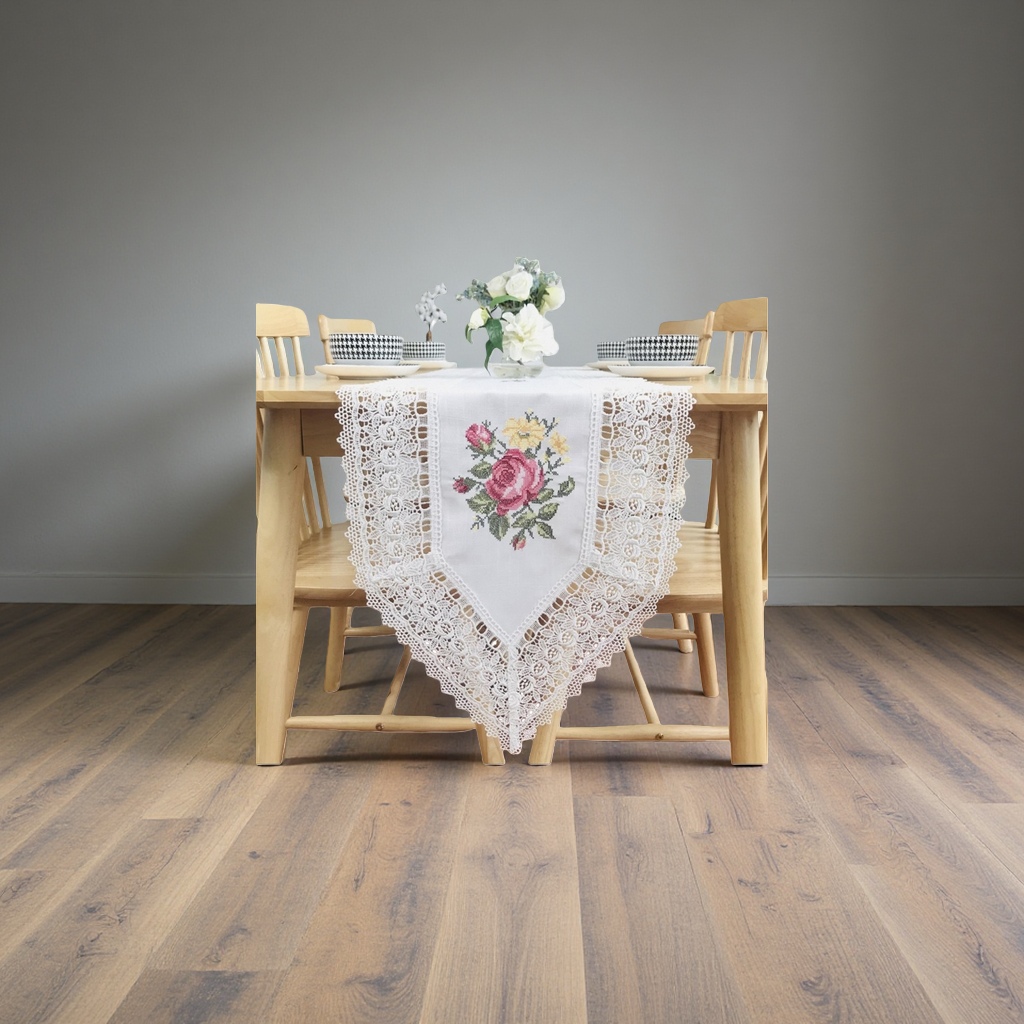 Embroidered table flag, Nordic-style cotton and linen rectangular tablecloth, anti-slip mat details Picture
