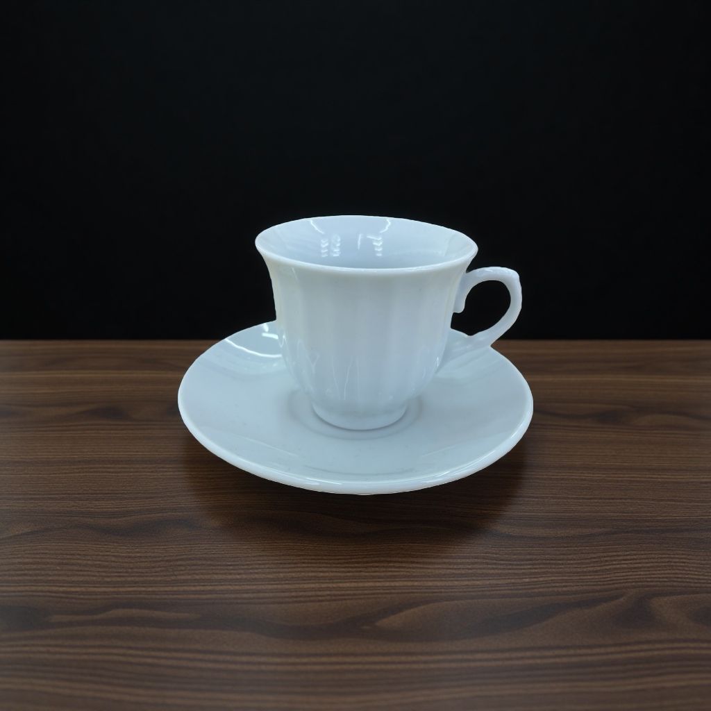 白色陶瓷杯 釉下彩工艺家用杯子 350ml 防烫手柄