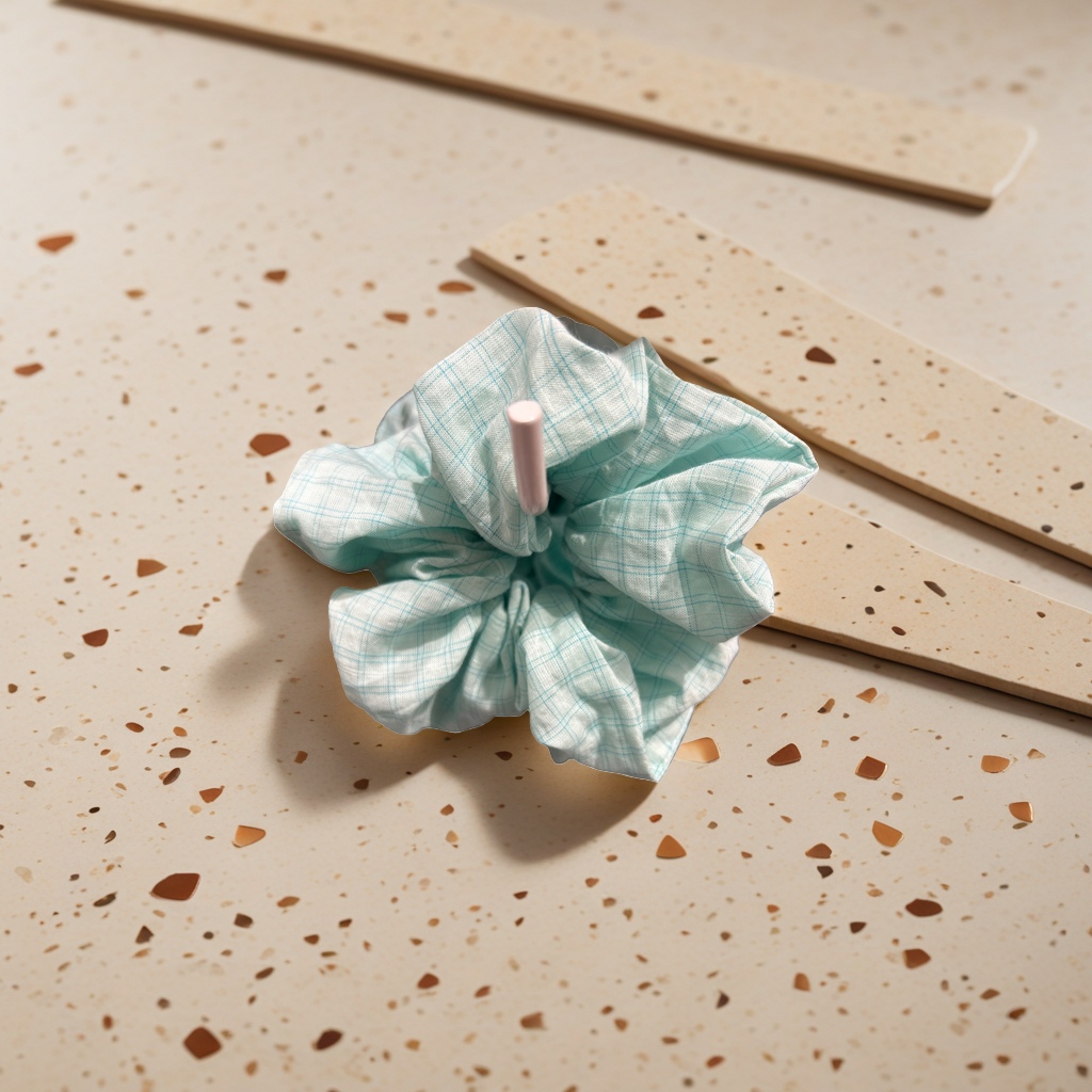 Light green checkered fabric hair band, a simple and versatile Korean-style headwear for women