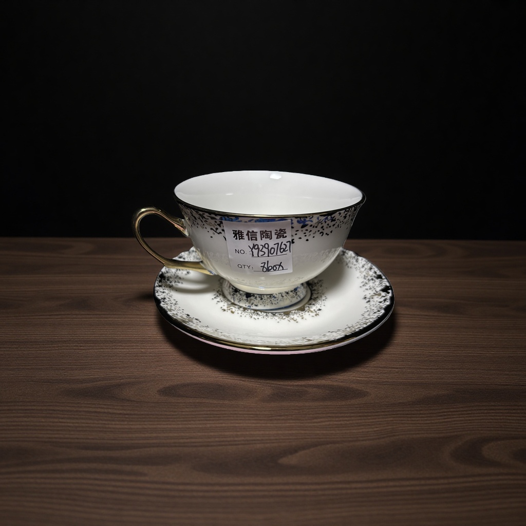 陶瓷茶杯 釉下彩工艺家用办公便携茶杯 350ml
