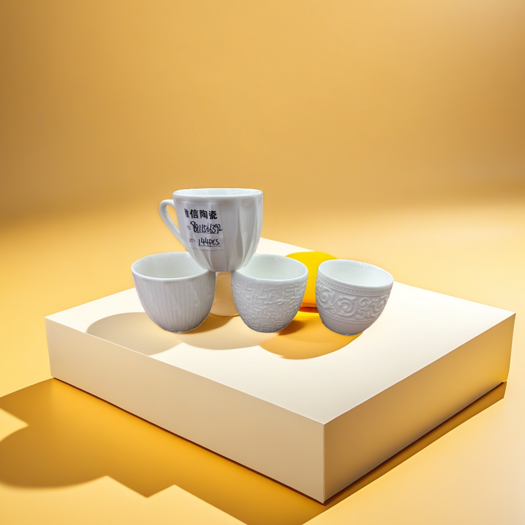 白色陶瓷杯+杯子细节图