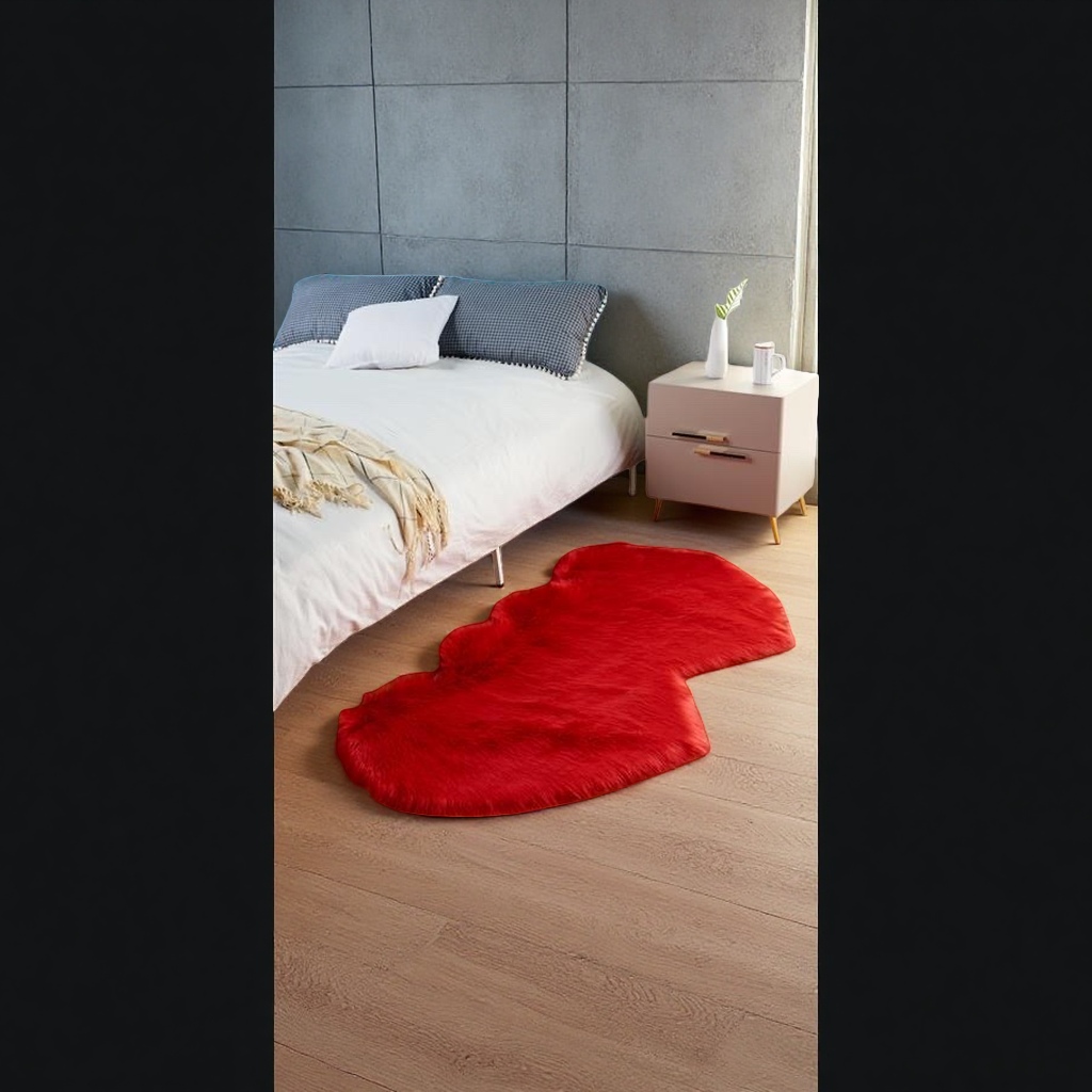 Red heart-shaped plush carpet for bedroom and living room decoration, soft and anti-slip for home use Application Scenario