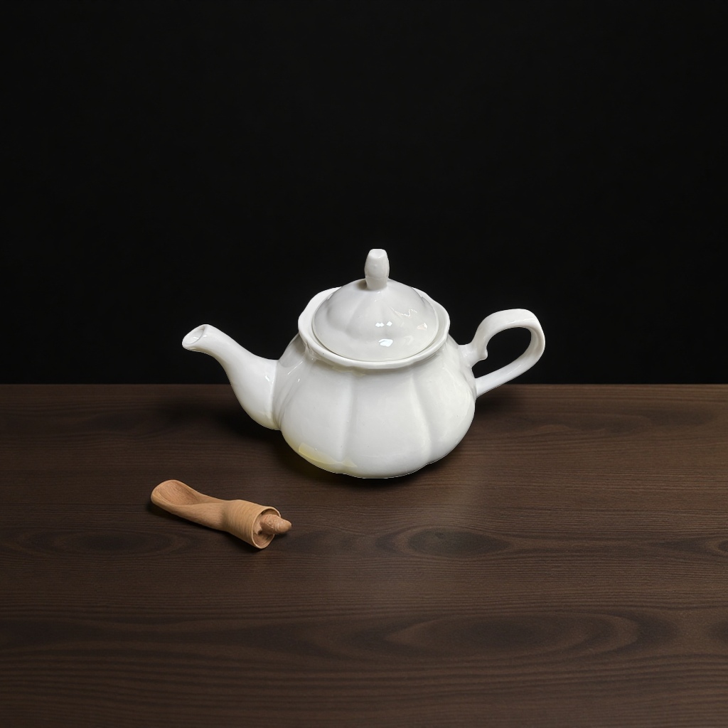 白色陶瓷茶壶 家用泡茶壶 办公室茶具 高温烧制防烫