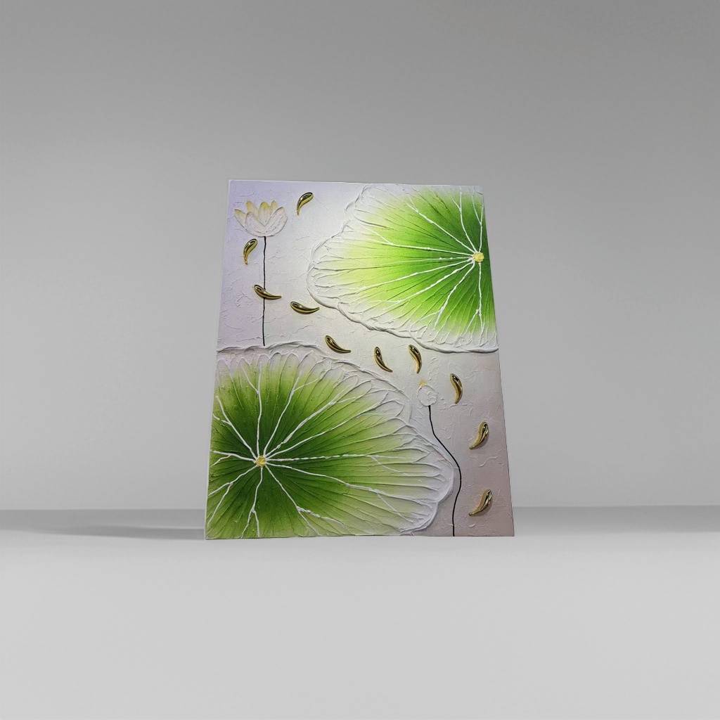 浮雕艺术荷叶与莲花装饰画客厅卧室挂画