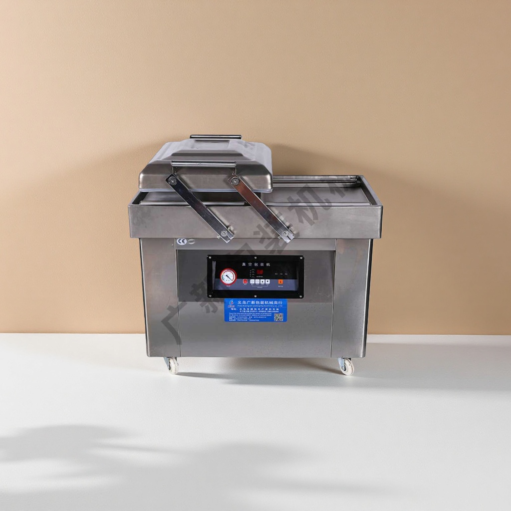 SY-DZ-500 double-chamber vacuum packaging machine, vacuum sealing machine, double-chamber continuous food packaging equipment