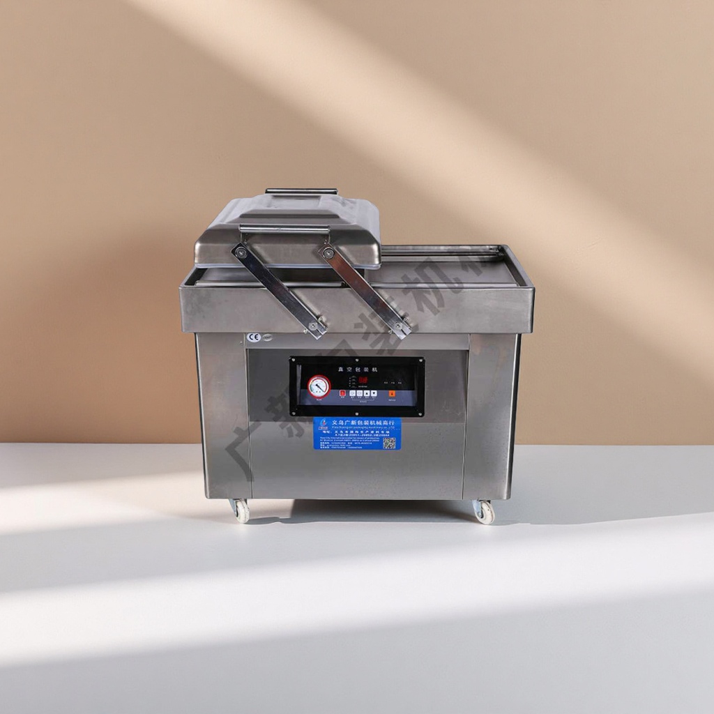 SY-DZ-500 double-chamber vacuum packaging machine, vacuum sealing machine, double-chamber continuous food packaging equipment details Picture