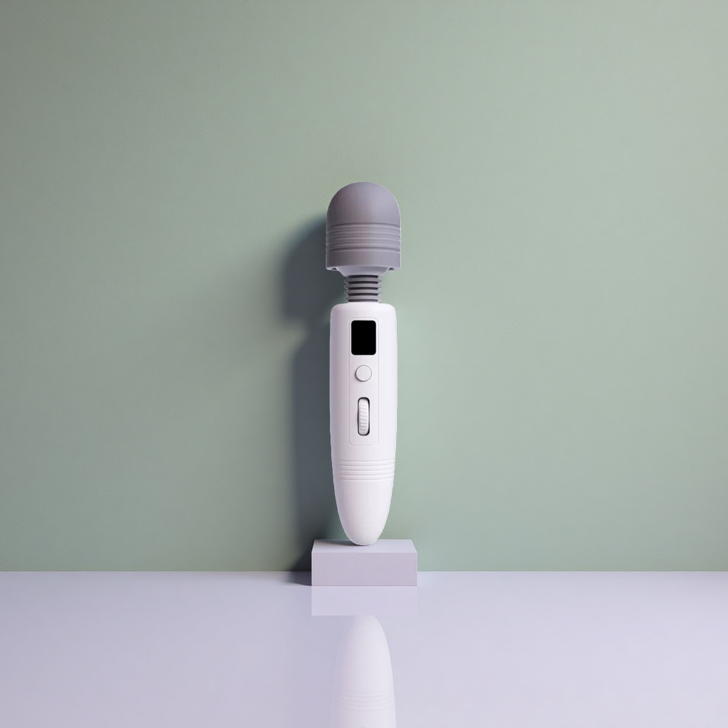 灰色头部白色手柄按摩器情趣用品细节图