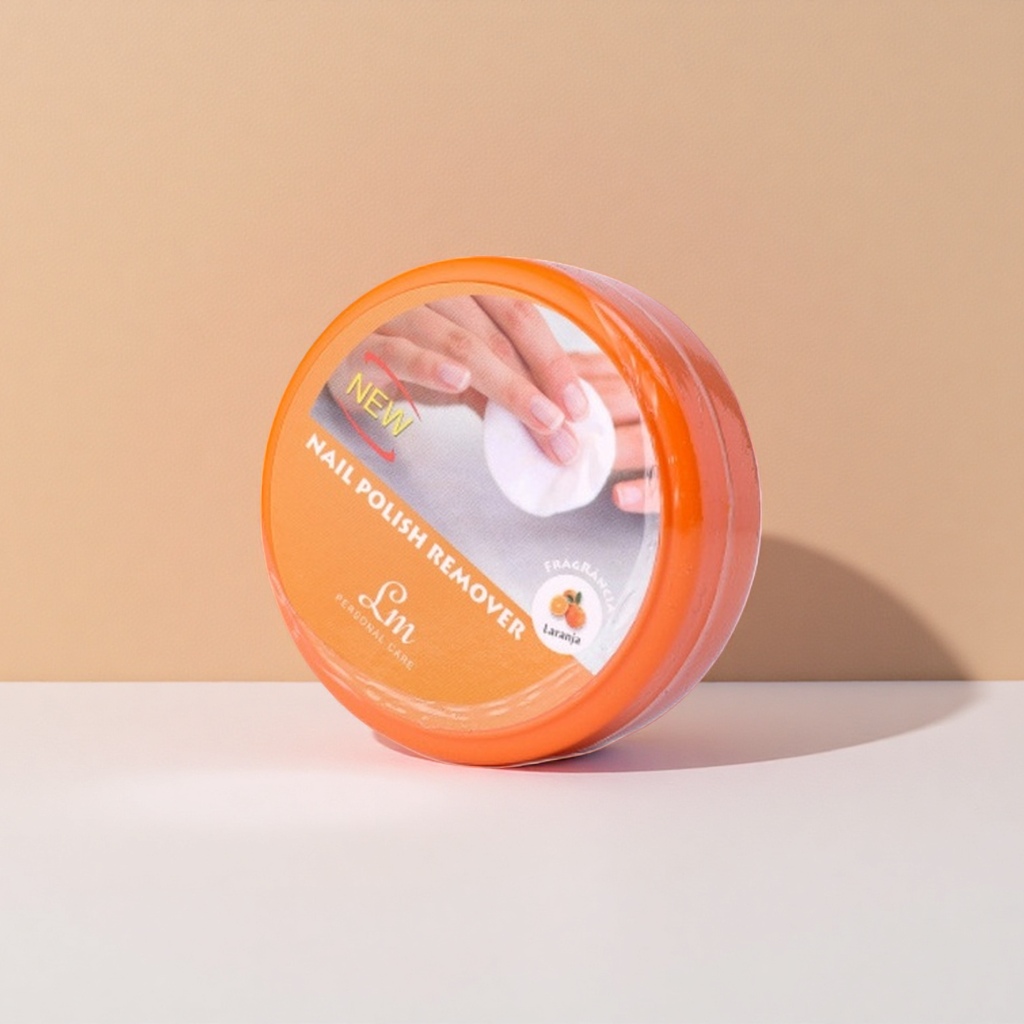 The orange round nail polish remover container is made of glass with a capacity of 120ml and is reusable details Picture