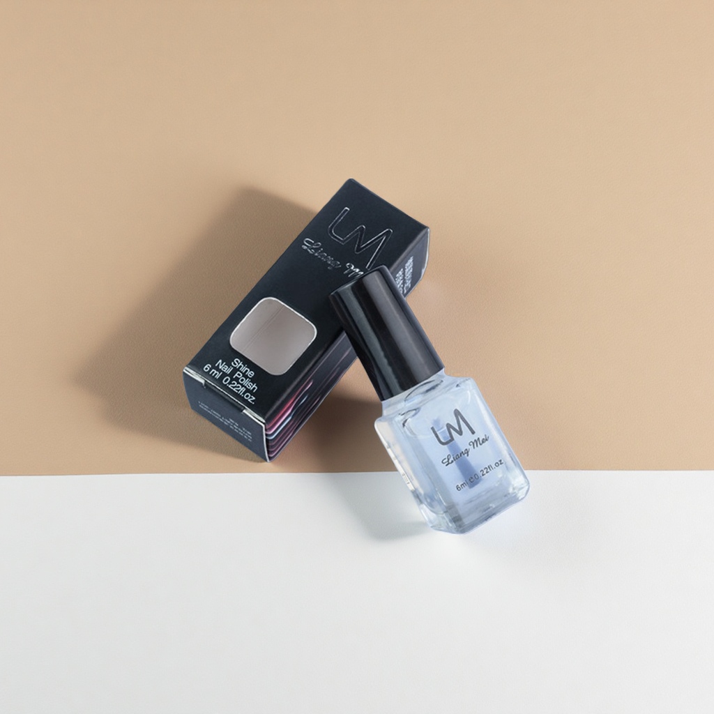 Water-based two-in-one nail polish with transparent bottle body and packaging box set