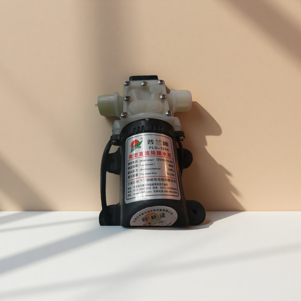 Micro DC diaphragm water pump, DC 12V 30W waterproof silent small booster pump