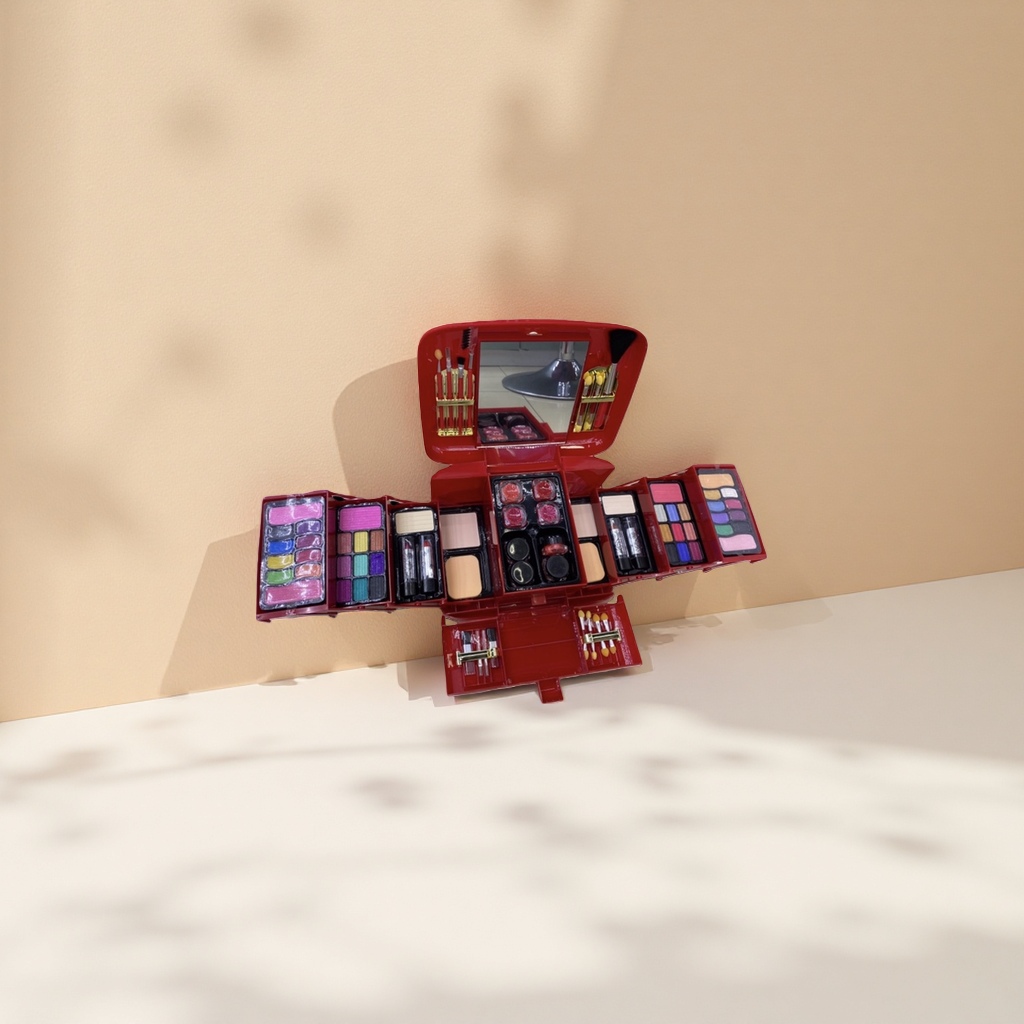Red cosmetic box, portable large-capacity storage box, a special beauty organization box for girls Specification image