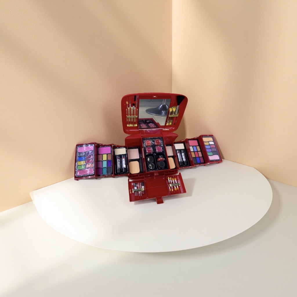 Red cosmetic box, portable large-capacity storage box, a special beauty organization box for girls Application Scenario