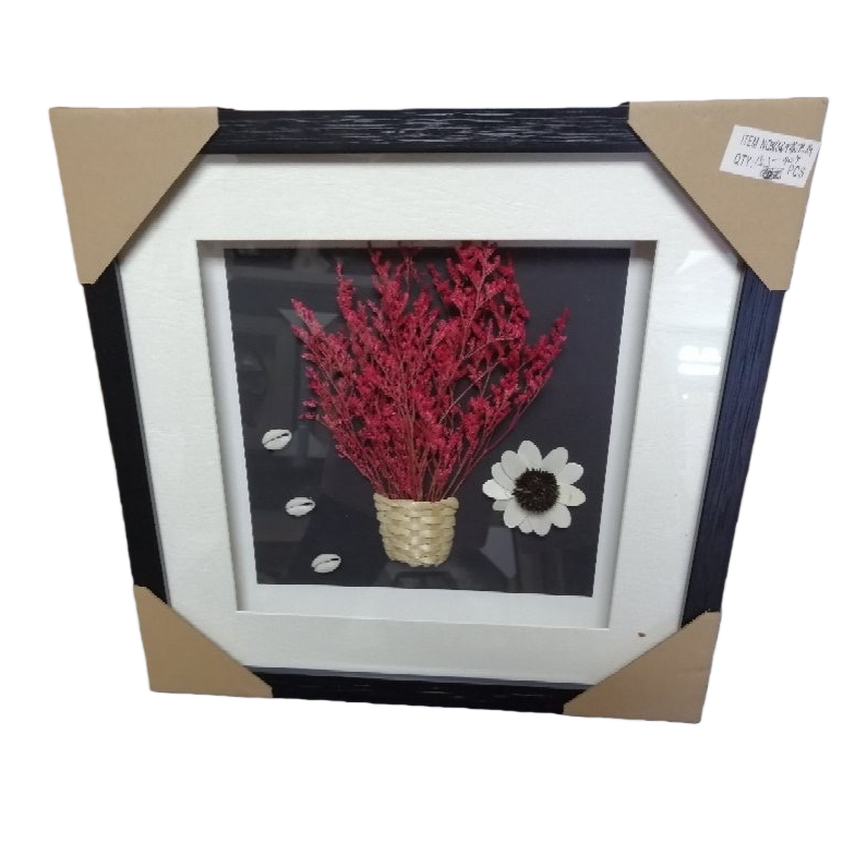装饰画+干花盆栽白底实物图