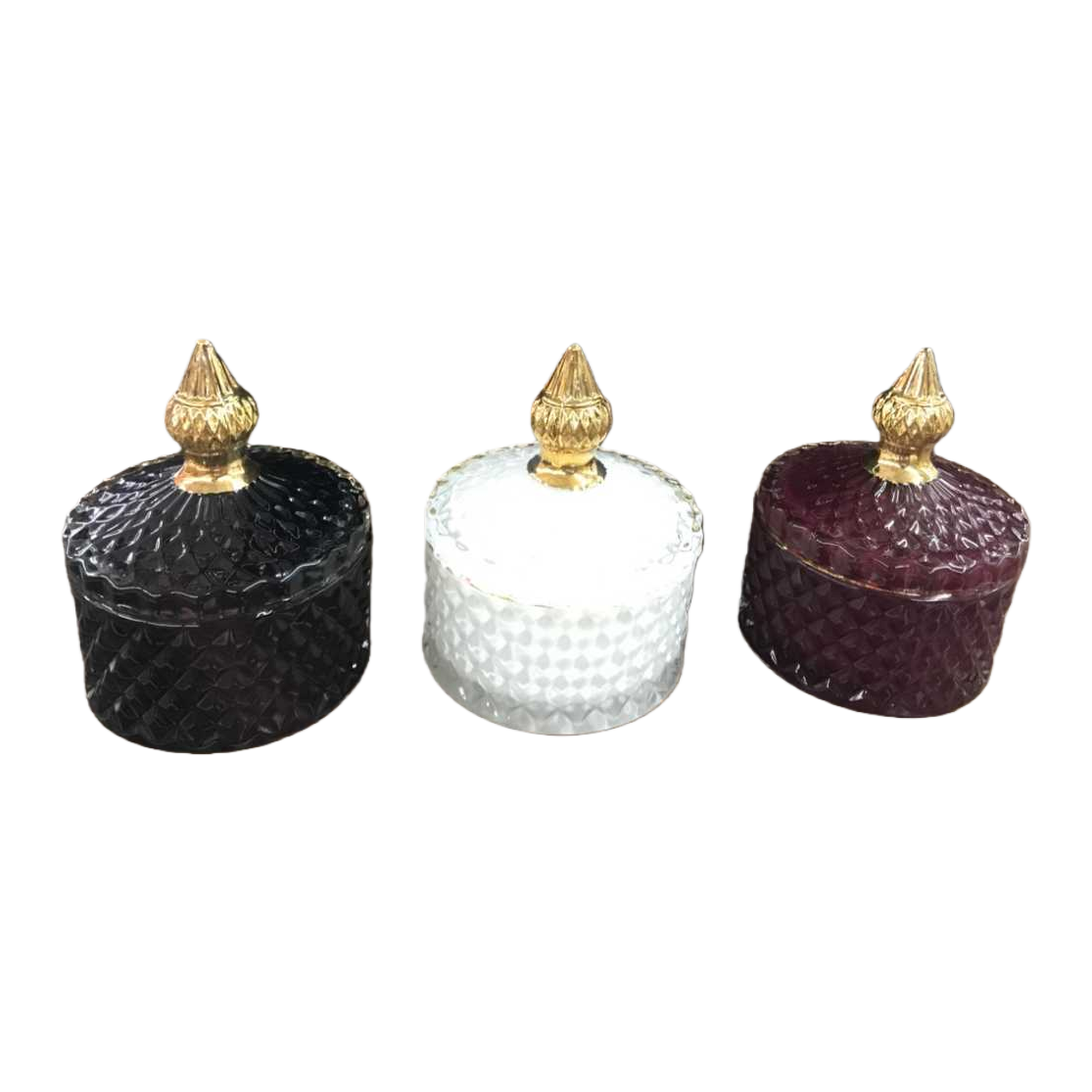 Three-piece set of gold-capped glass can jewelry Item Picture