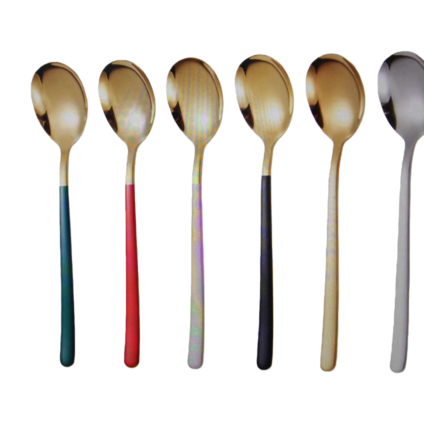 Golden colored handle spoon, stainless steel kitchenware, household dessert spoon Item Picture