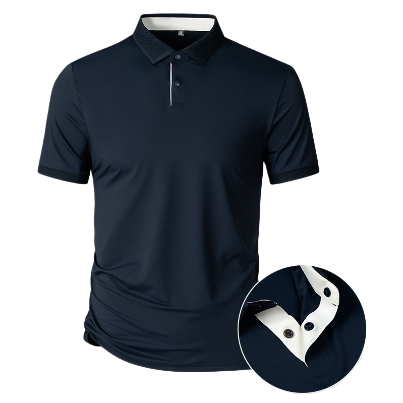 Dark blue Polo shirt, men's pure cotton short-sleeved casual top Item Picture