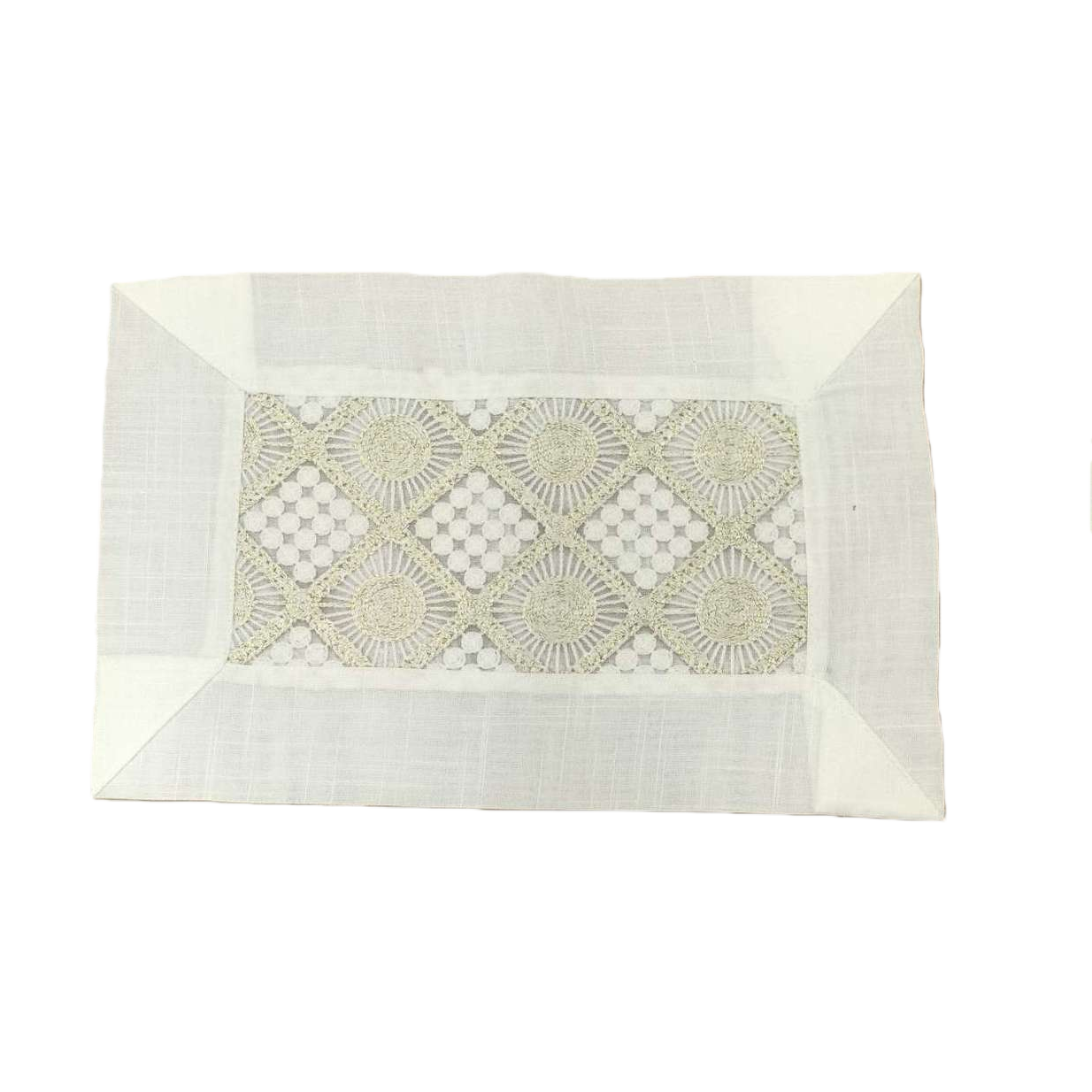White lace-patterned table mat, anti-slip, waterproof and washable household table mat Item Picture