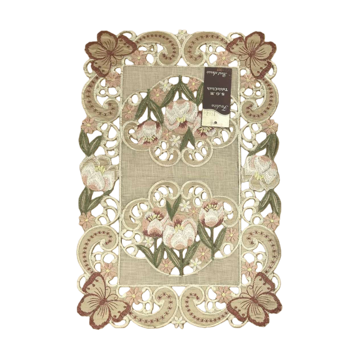 Embroidered tablecloth, pure cotton square anti-slip tablecloth, home dining tablecloth, decorative fabric Item Picture