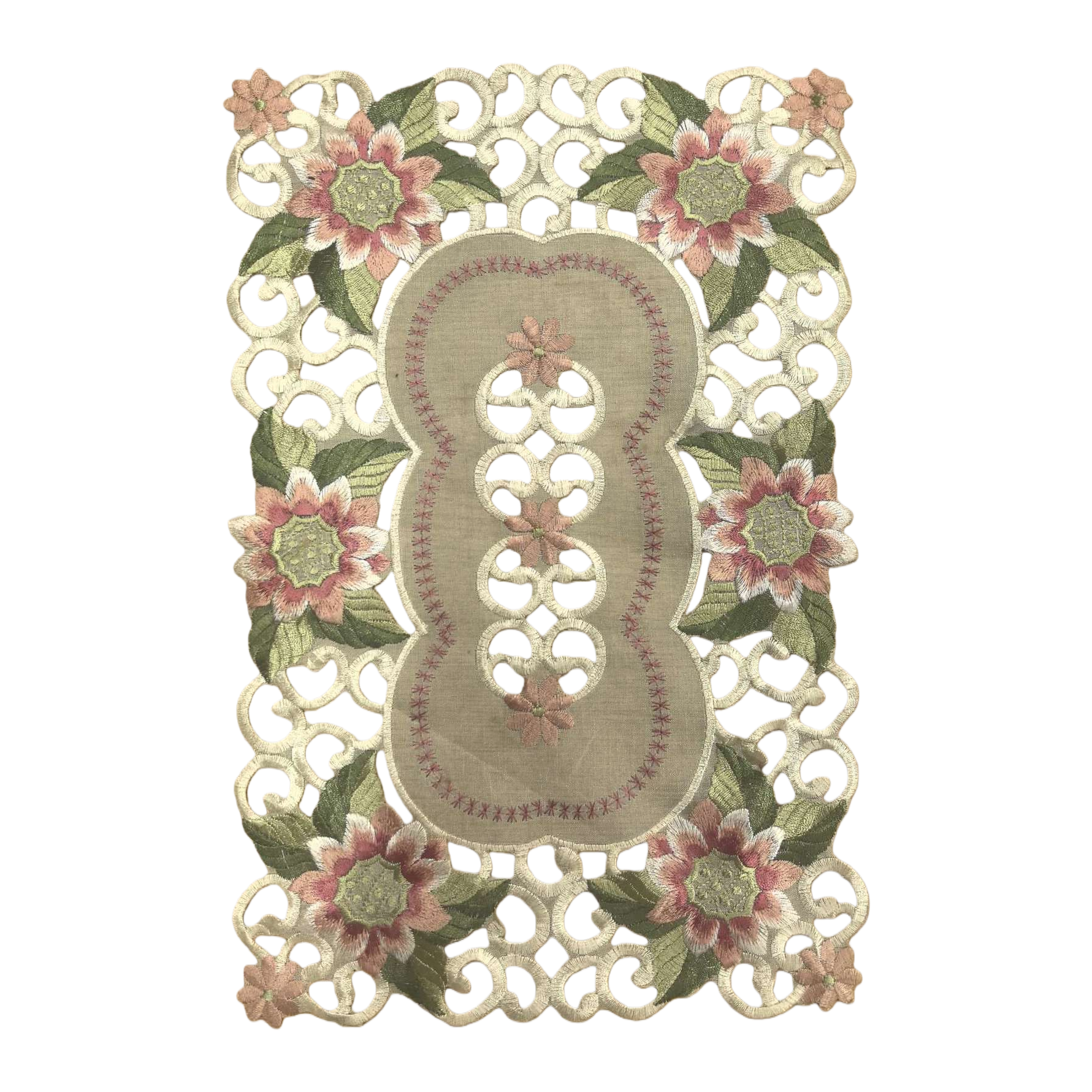 Embroidered table mat, Nordic-style cotton and linen round anti-slip table mat, 30cm available Item Picture