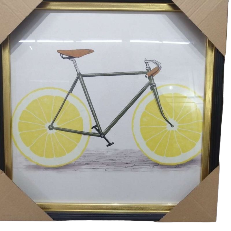 艺术画作+自行车与柠檬轮子白底实物图