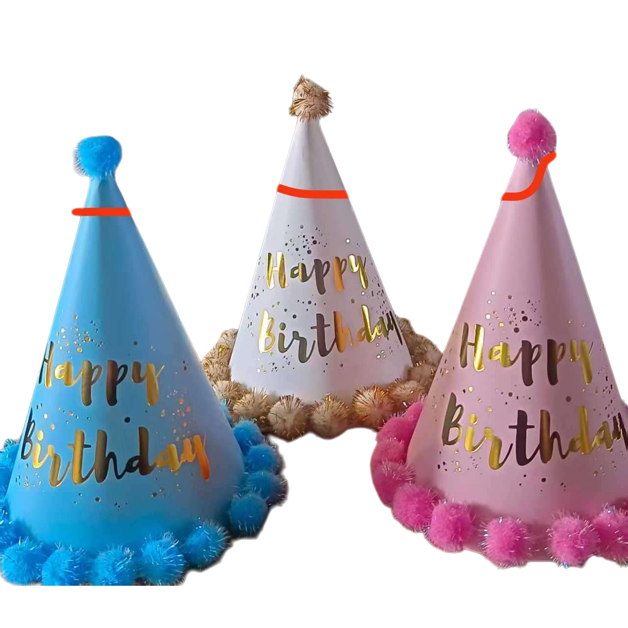 Birthday hat, disposable party birthday hat available in blue or red, suitable for both babies and adults Item Picture