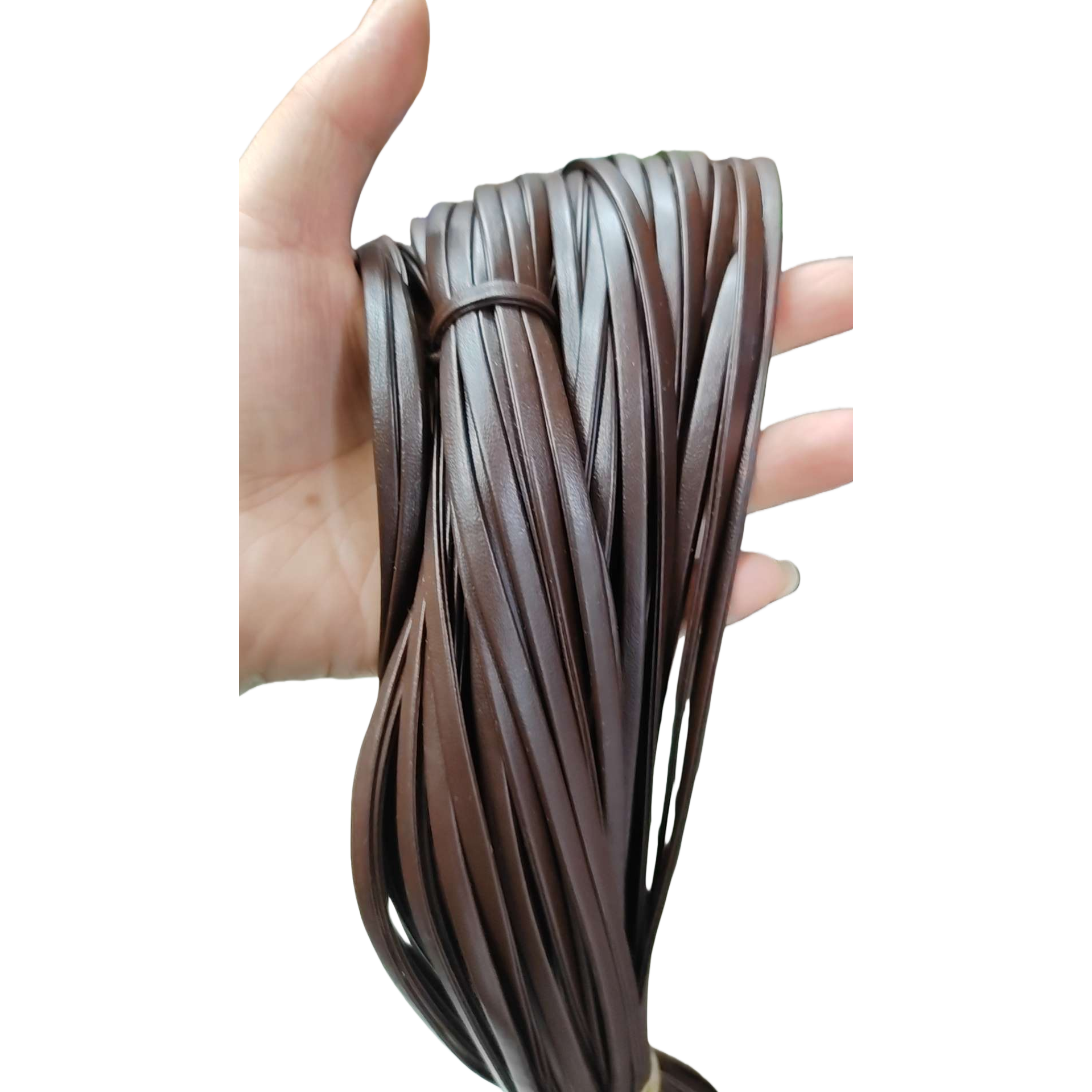 棕色皮革条 优质头层牛皮编织装饰用皮革绳白底实物图
