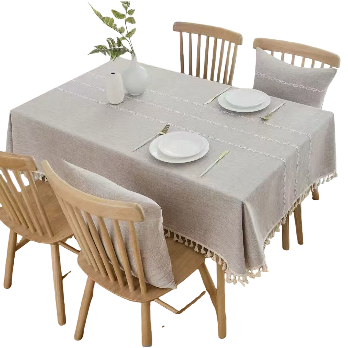 The tablecloth is anti-slip, waterproof and thickened made of cotton and linen. It can be cut into square and rectangular shapes and is suitable for both Item Picture