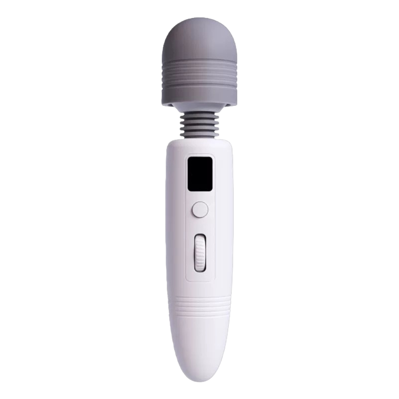 灰色头部白色手柄按摩器情趣用品白底实物图