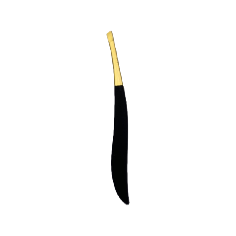 Black handle, golden tip, precision tweezers, stainless steel, anti-slip, fine tip, medical grade Item Picture